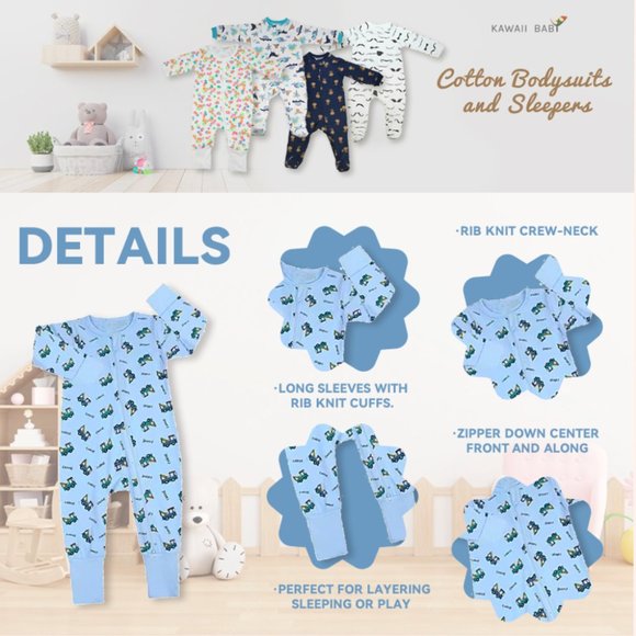 Sleep & Play One-Piece Bodysuit Sleeper - Picture 3 of 7